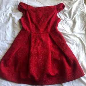 Francesca’s Red Off Shoulder Dress